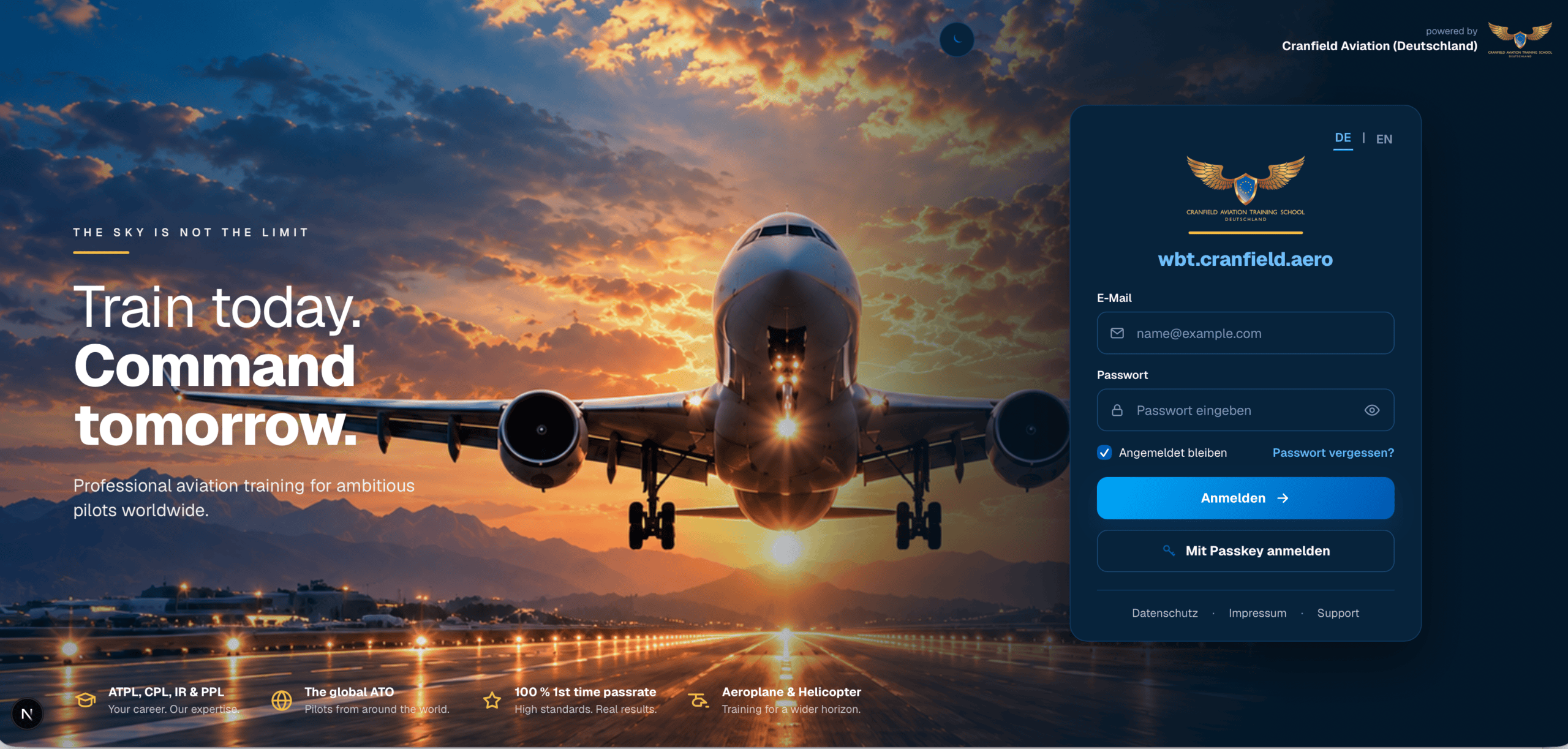 Cranfield LMS on tablet